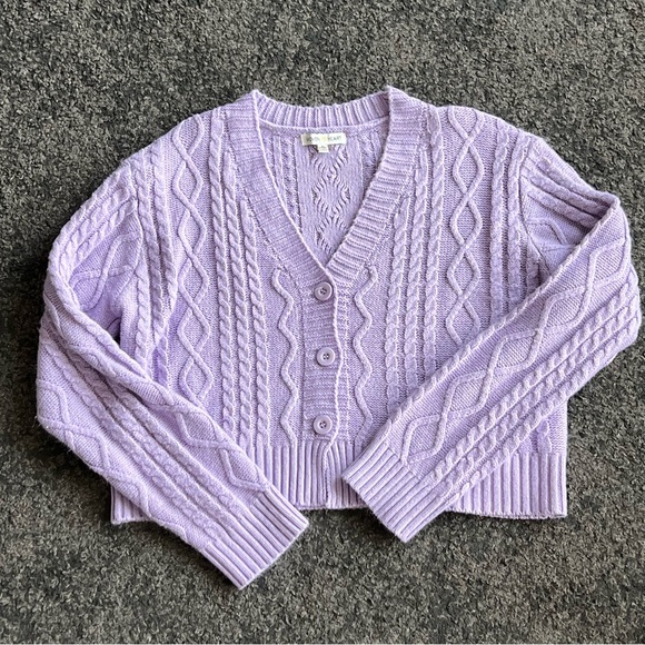 woven heart lavender y2k crop top + cardigan set nov sale - Picture 3 of 10